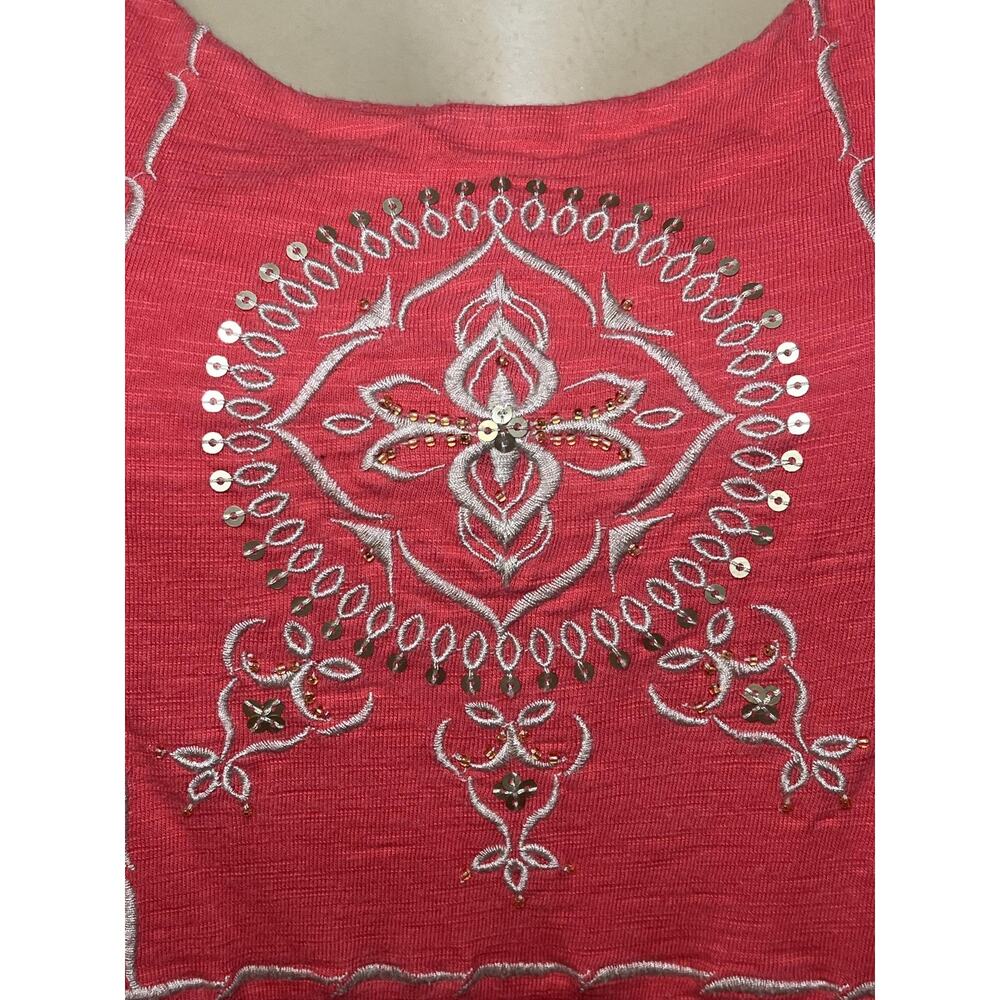 J Jill Dress Womens Small Orange Embroidered Tank Maxi Jersey Boho Sundress - Picture 6 of 13
